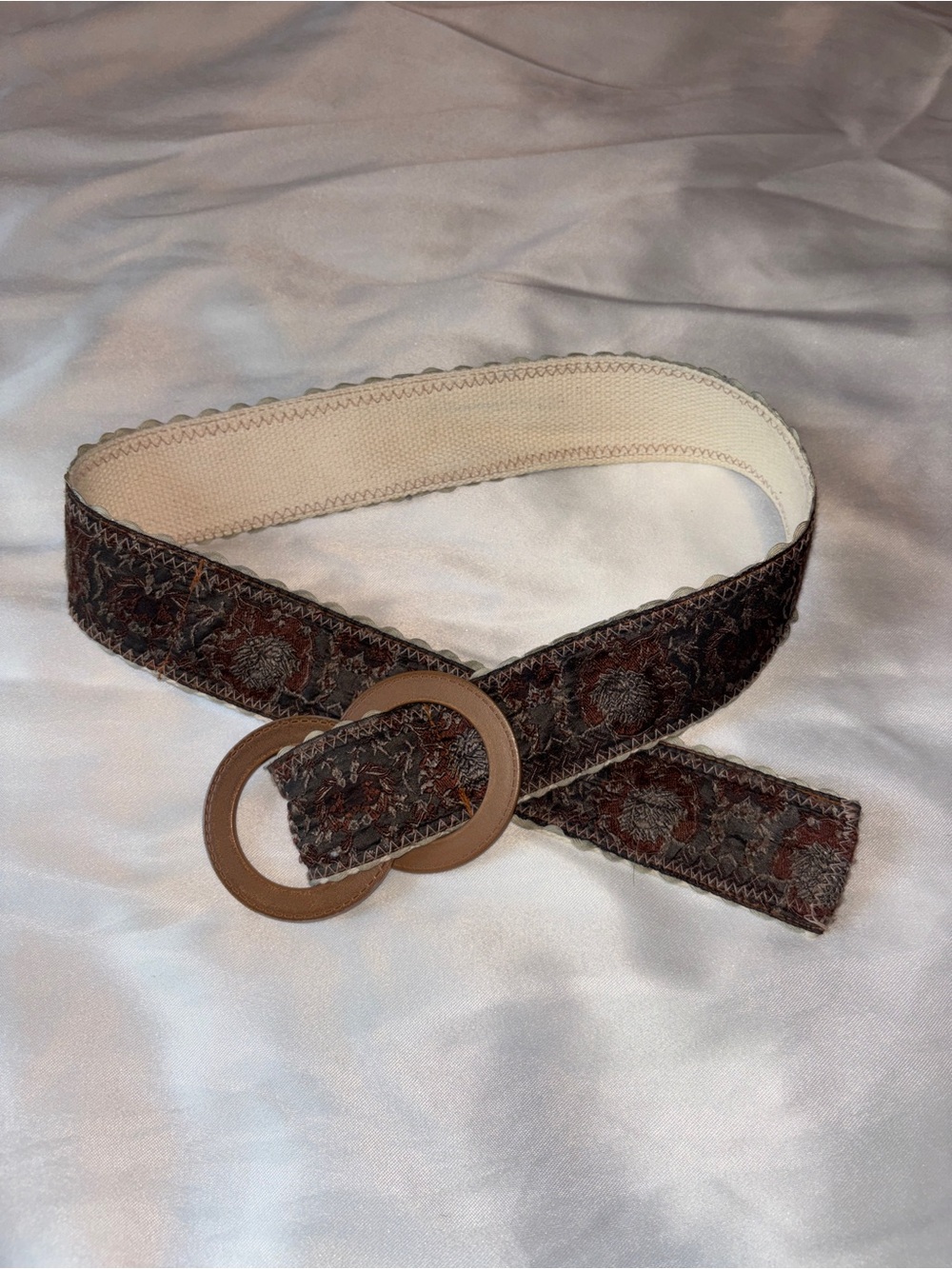 Boho Floral Tapestry Double O Ring Belt | Y2K 70s Vintage Inspired